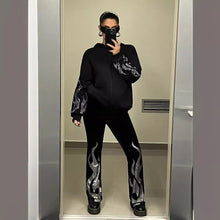 Load image into Gallery viewer, Street Trend Flame Rhinestone Loose Zip up