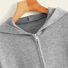 Load image into Gallery viewer, Draw String Zip Up Cropped Hoodie