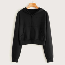 Load image into Gallery viewer, Draw String Zip Up Cropped Hoodie