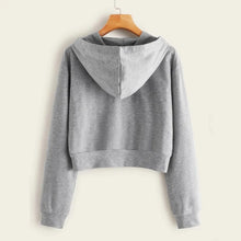Load image into Gallery viewer, Draw String Zip Up Cropped Hoodie