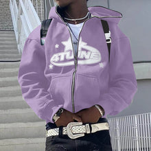 Load image into Gallery viewer, Zip Up Y2k 4tune Letter Print Hoodie