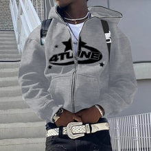 Load image into Gallery viewer, Zip Up Y2k 4tune Letter Print Hoodie