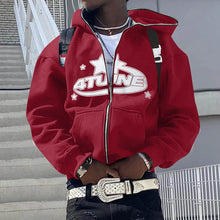 Load image into Gallery viewer, Zip Up Y2k 4tune Letter Print Hoodie