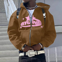 Load image into Gallery viewer, Zip Up Y2k 4tune Letter Print Hoodie