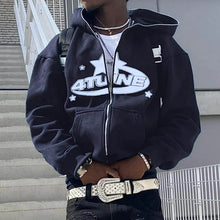 Load image into Gallery viewer, Zip Up Y2k 4tune Letter Print Hoodie