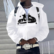 Load image into Gallery viewer, Zip Up Y2k 4tune Letter Print Hoodie