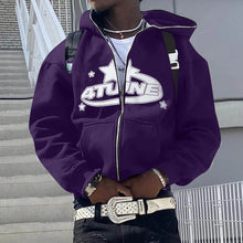 Load image into Gallery viewer, Zip Up Y2k 4tune Letter Print Hoodie