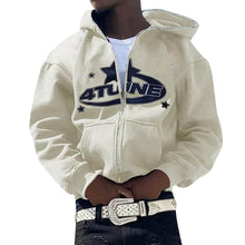 Load image into Gallery viewer, Zip Up Y2k 4tune Letter Print Hoodie
