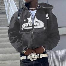 Load image into Gallery viewer, Zip Up Y2k 4tune Letter Print Hoodie