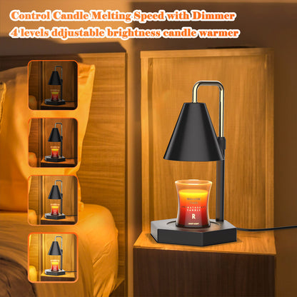 RAINBEAN Candle Warmer Lamp With Timer  Adjustable Height Electric Dimmable With 2 Bulbs Wax Melt