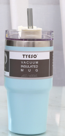 TYESO Stainless Steel with Lid and Straw for Water, Iced Tea or Coffee