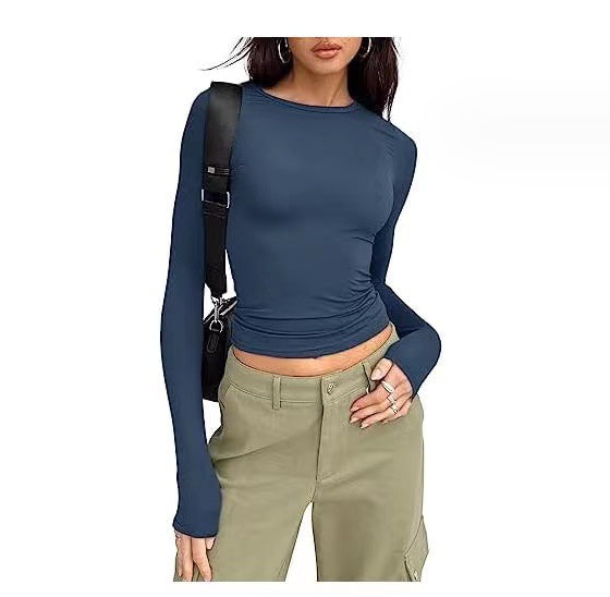 Slim Long-sleeved Pullovers Tops Casual Fit Shirt