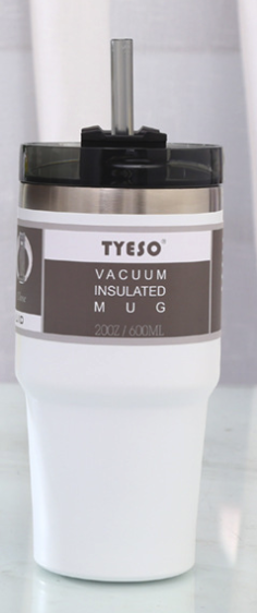 TYESO Stainless Steel with Lid and Straw for Water, Iced Tea or Coffee