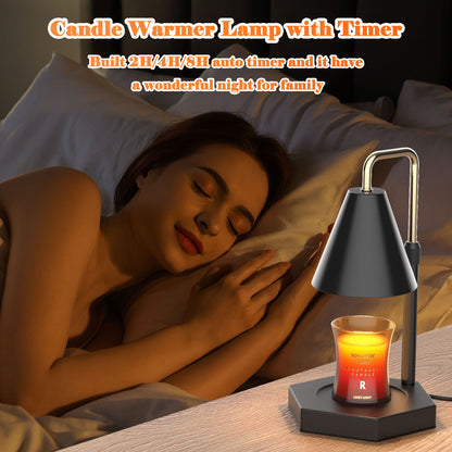 RAINBEAN Candle Warmer Lamp With Timer  Adjustable Height Electric Dimmable With 2 Bulbs Wax Melt