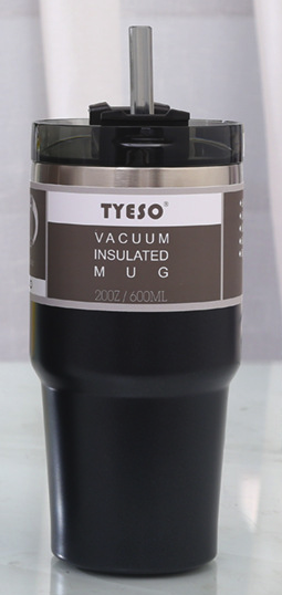 TYESO Stainless Steel with Lid and Straw for Water, Iced Tea or Coffee