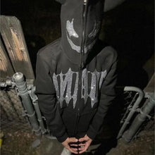 Load image into Gallery viewer, Devil Rhinestone Hooded Cardigan
