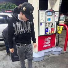 Load image into Gallery viewer, Devil Rhinestone Hooded Cardigan
