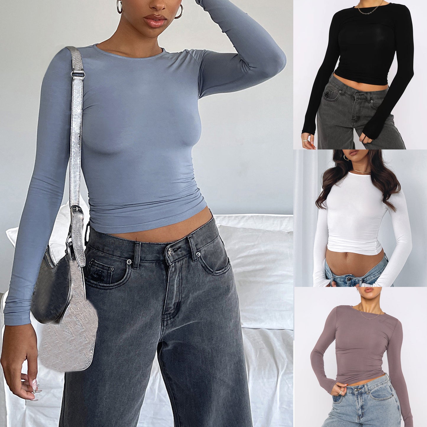 Slim Long-sleeved Pullovers Tops Casual Fit Shirt